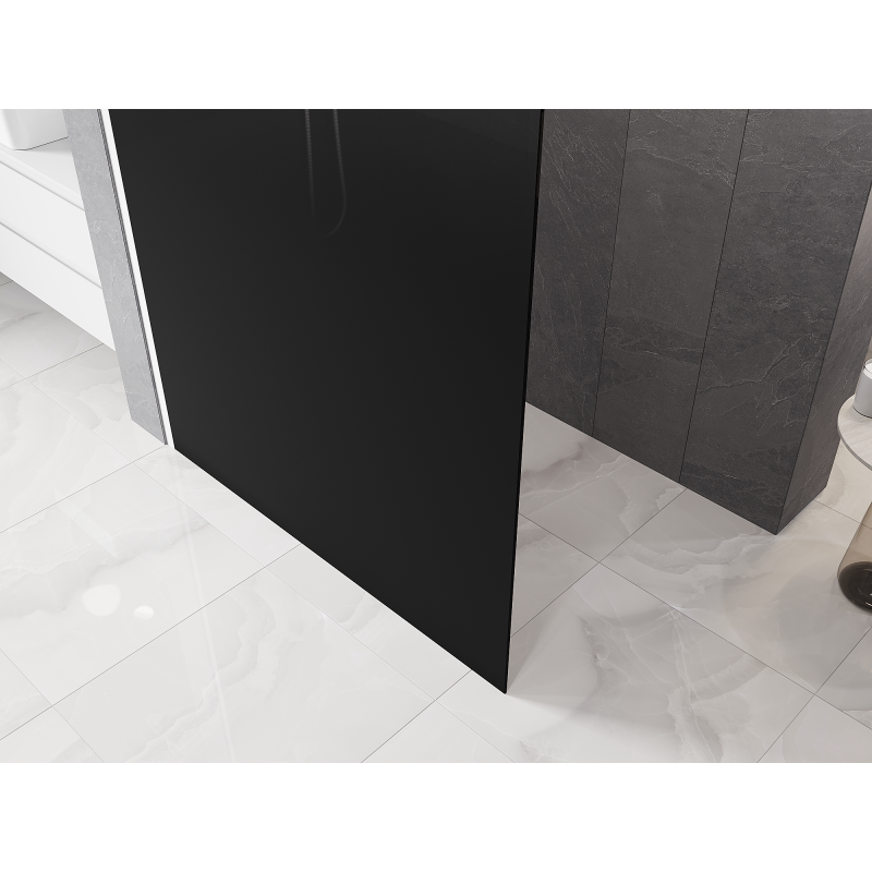 Mexen Kioto shower wall Walk-in 100 x 200 cm, ombre black 8 mm, white - 800-100-101-20-76