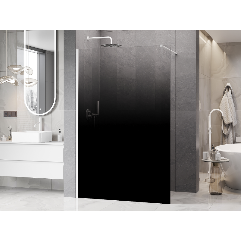 Mexen Kioto Walk-in Shower Screen 130 x 200 cm, Black Ombre 8 mm, White - 800-130-101-20-76