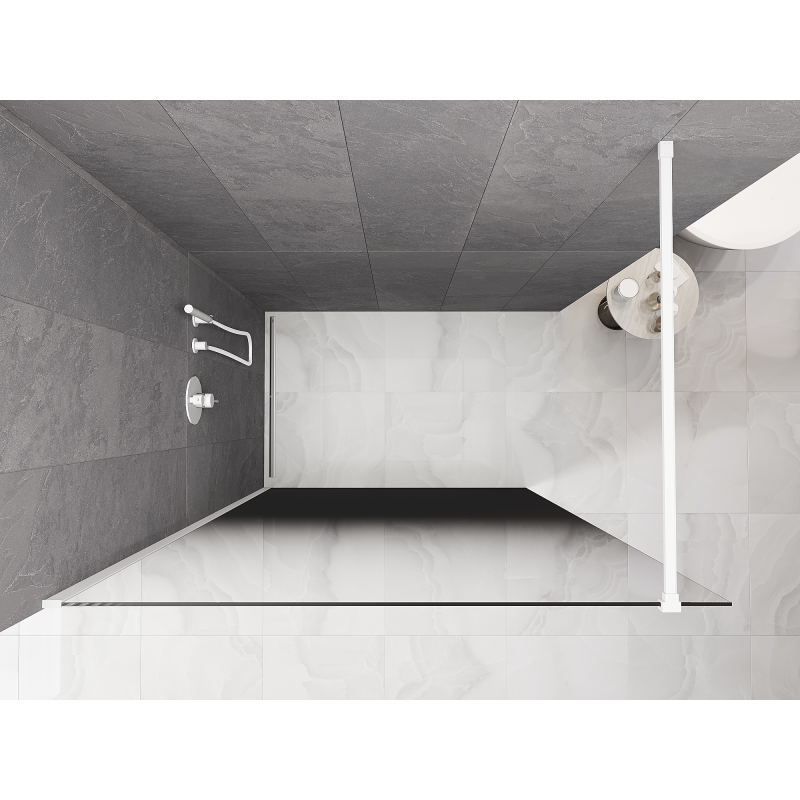 Mexen Kioto Walk-in Shower Wall 120 x 200 cm, Black Ombre 8 mm, White - 800-120-101-20-76