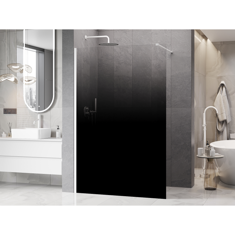 Mexen Kioto Walk-in Shower Wall 150 x 200 cm, Black Ombre 8 mm, White - 800-150-101-20-76