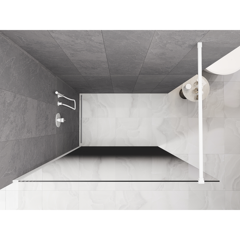 Mexen Kioto Walk-in shower wall 80 x 200 cm, black ombre 8 mm, white - 800-080-101-20-76