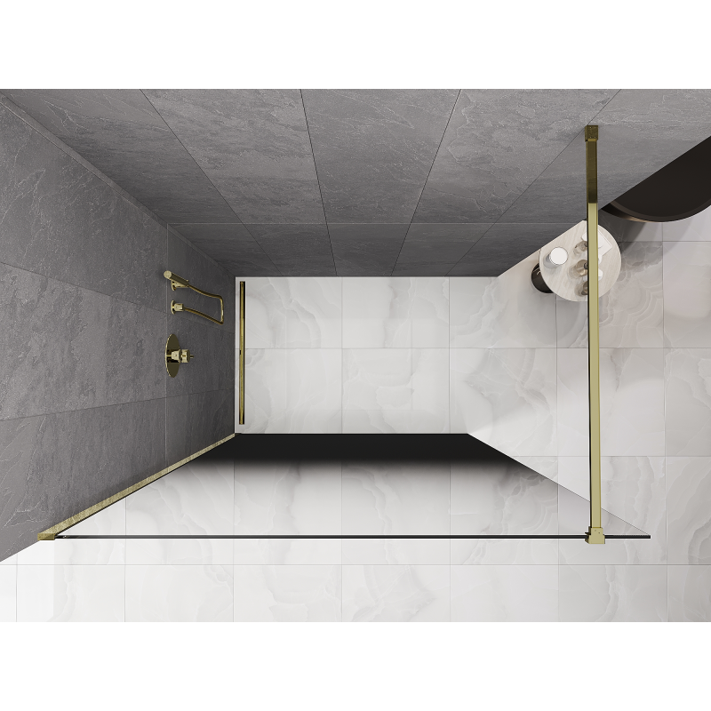 Mexen Kioto shower wall Walk-in 110 x 200 cm, black ombre 8 mm, gold - 800-110-101-50-76