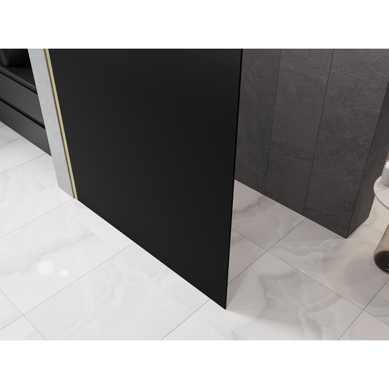 Mexen Kioto Walk-in Shower Wall 120 x 200 cm, Black Ombre 8 mm, Brushed Gold - 800-120-101-55-76