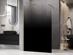 Mexen Kioto Walk-in Shower Wall 120 x 200 cm, Black Ombre 8 mm, Brushed Gold - 800-120-101-55-76