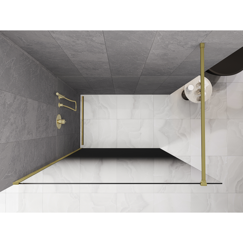 Mexen Kioto Walk-in Shower Wall 120 x 200 cm, Black Ombre 8 mm, Brushed Gold - 800-120-101-55-76