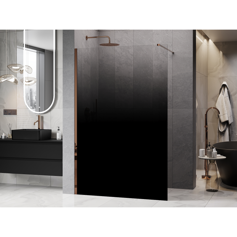 Mexen Kioto Walk-in Shower Wall 120 x 200 cm, Black Ombre 8 mm, Pink Gold - 800-120-101-60-76