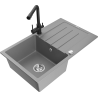 Mexen Bruno granite kitchen sink 1-bowl with drainer and kitchen faucet Duero, gray - 6513-71-671600-70