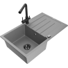 Mexen Bruno 1-Bowl Granite Sink with Drainer and Duero Kitchen Faucet, Gray - 6513-71-671600-70-B