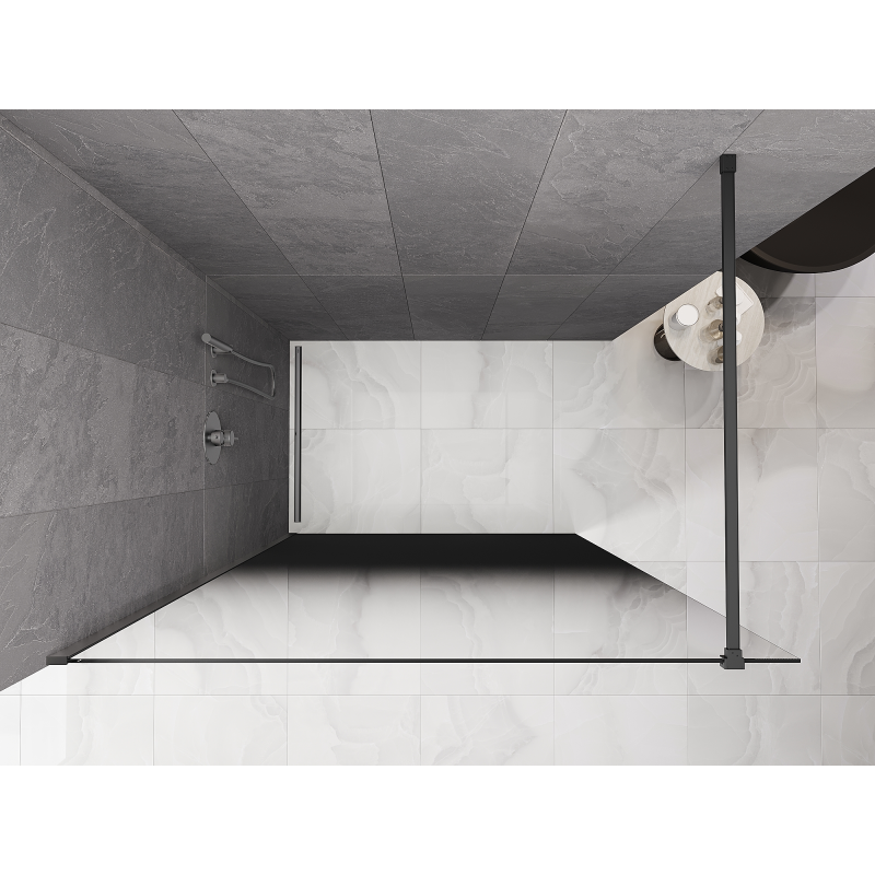 Mexen Kioto Walk-in Shower Wall 110 x 200 cm, Black Ombre 8 mm, Gun Metal - 800-110-101-95-76