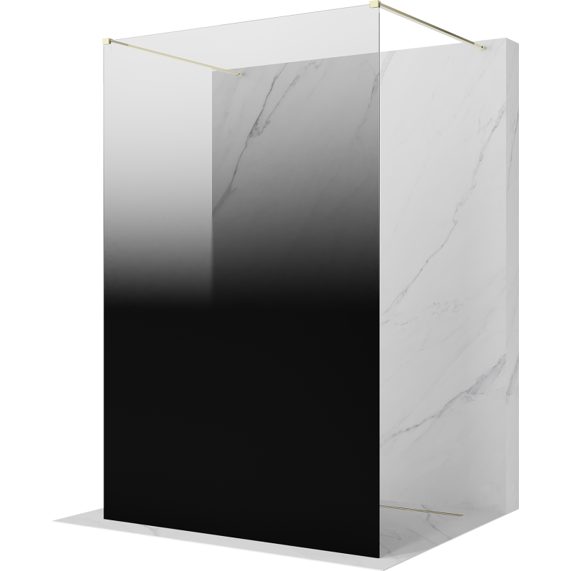 Mexen Kioto freestanding shower wall 110 x 200 cm, black ombre 8 mm, gold - 800-110-002-50-76