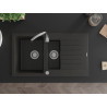 Mexen Matias granite sink 1.5-bowl with drainer and kitchen faucet Telma, black/gold - 6502-75-670200-70