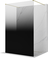 Mexen Kioto freestanding shower wall 100 x 200 cm, black ombre 8 mm, brushed gold - 800-100-002-55-76