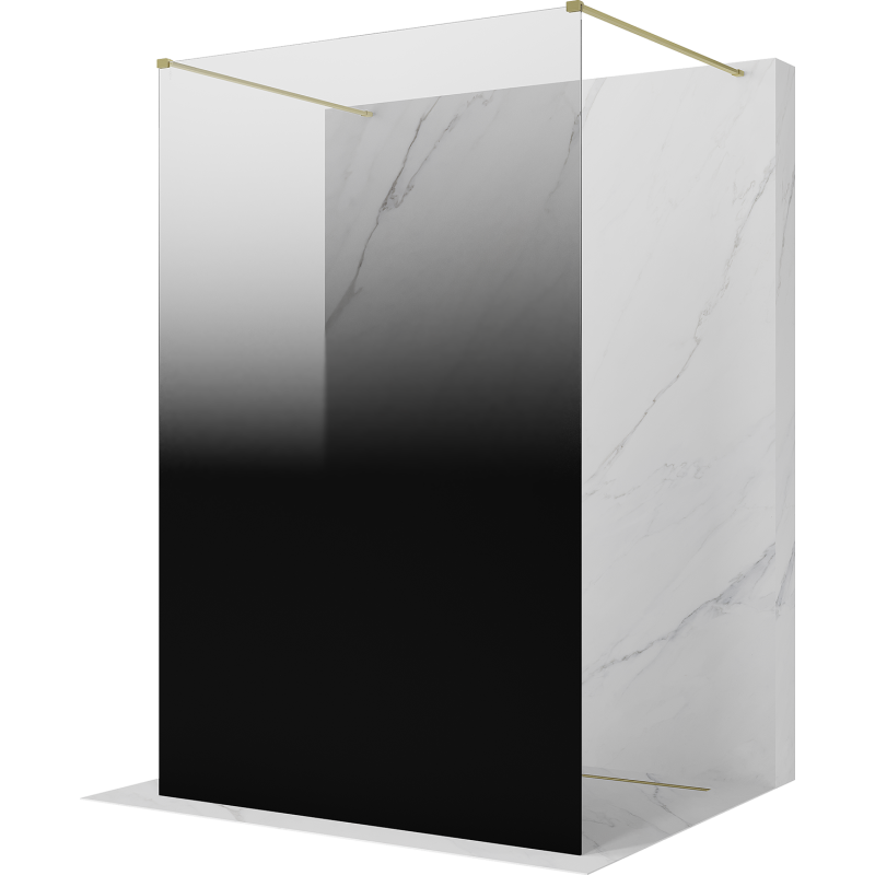 Mexen Kioto freestanding shower wall 110 x 200 cm, black ombre 8 mm, brushed gold - 800-110-002-55-76