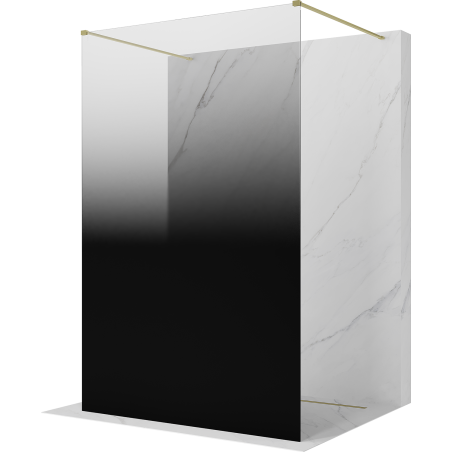 Mexen Kioto Freestanding Shower Wall 120 x 200 cm, Black Ombre 8 mm, Brushed Gold - 800-120-002-55-76