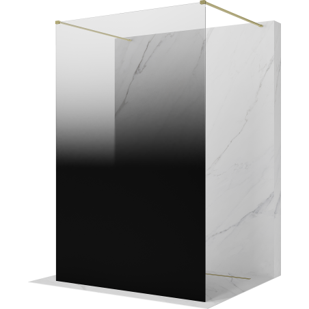 Mexen Kioto freestanding shower wall 130 x 200 cm, black ombre 8 mm, brushed gold - 800-130-002-55-76