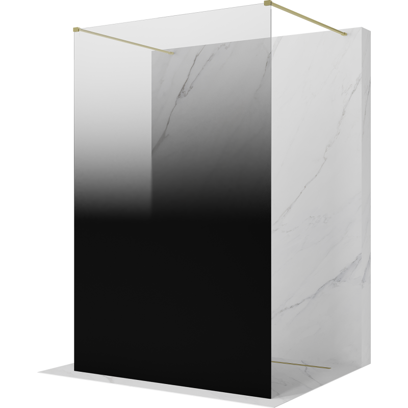 Mexen Kioto free-standing shower wall 150 x 200 cm, black ombre 8 mm, brushed gold - 800-150-002-55-76