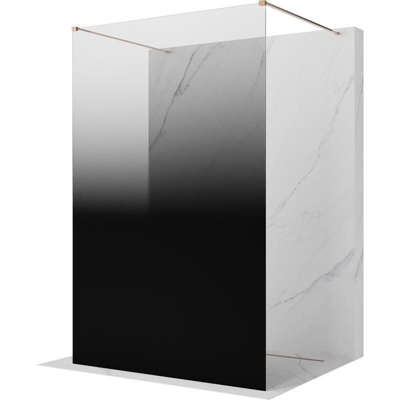 Mexen Kioto freestanding shower panel 110 x 200 cm, black ombre 8 mm, rose gold - 800-110-002-60-76