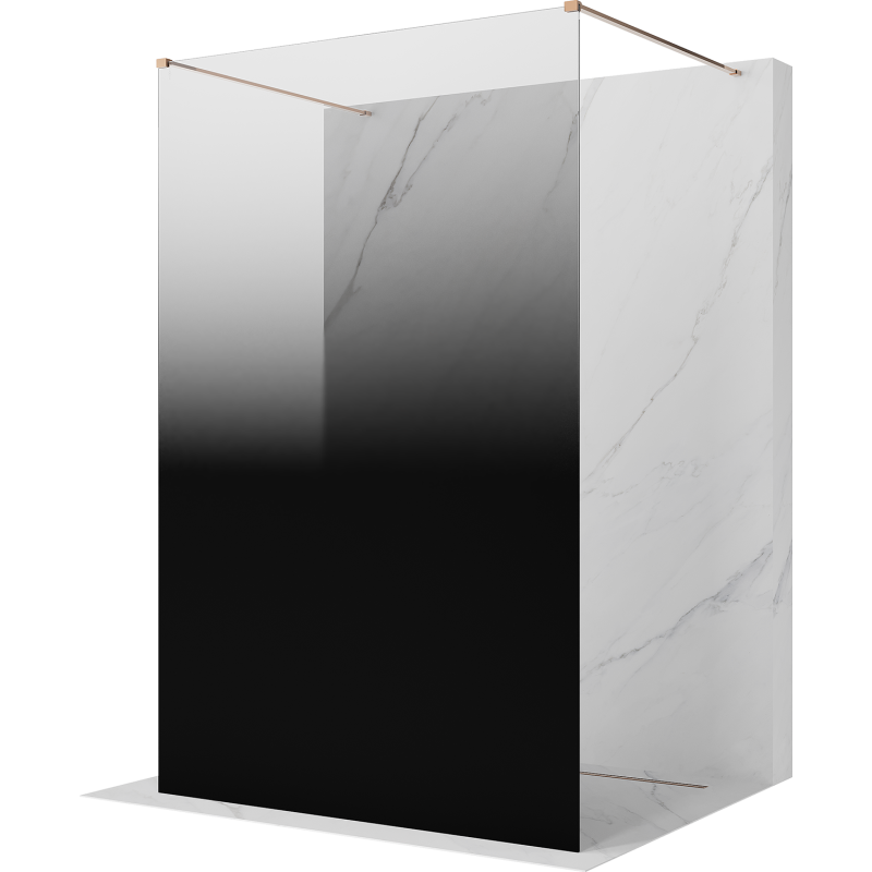 Mexen Kioto free-standing shower wall 120 x 200 cm, black ombre 8 mm, rose gold - 800-120-002-60-76