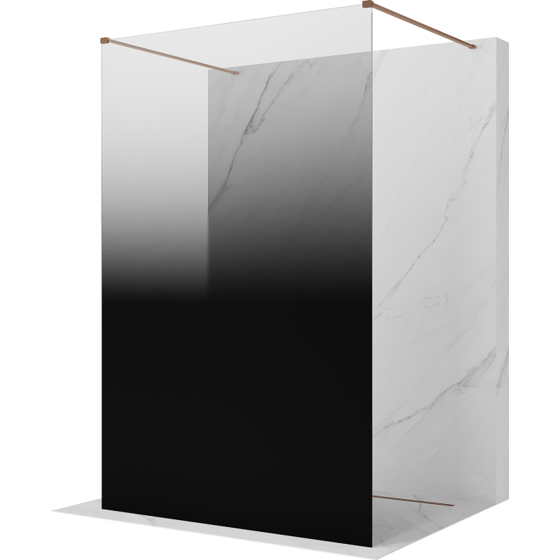 Mexen Kioto freestanding shower wall 110 x 200 cm, black ombre 8 mm, brushed copper - 800-110-002-65-76