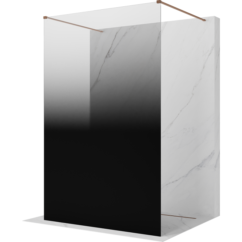 Mexen Kioto freestanding shower wall 120 x 200 cm, black ombre 8 mm, brushed copper - 800-120-002-65-76