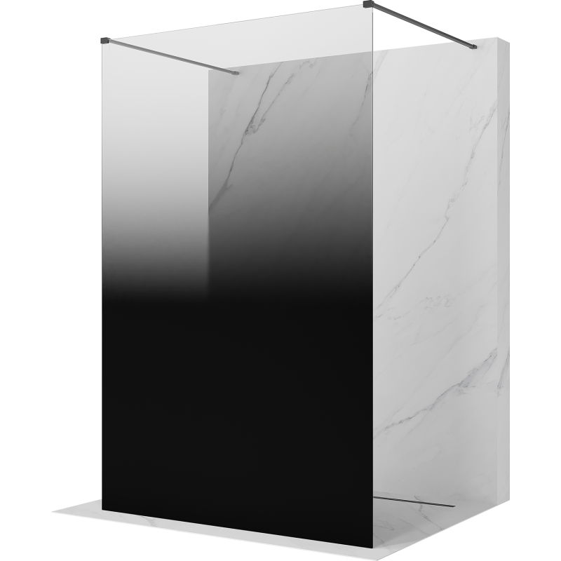 Mexen Kioto standalone shower wall 110 x 200 cm, black ombre 8 mm, brushed gun gray - 800-110-002-66-76