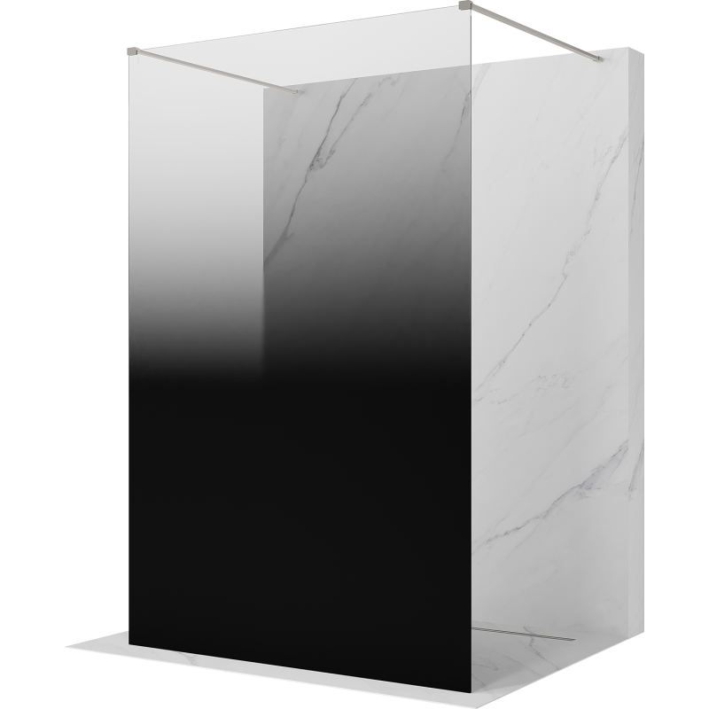 Mexen Kioto freestanding shower wall 150 x 200 cm, black ombre 8 mm, brushed nickel - 800-150-002-97-76