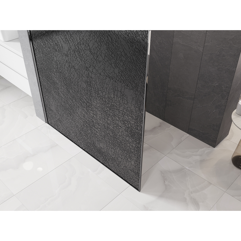 Mexen Kioto Walk-in Shower Wall 130 x 200 cm, Crackle Graphite 12 mm, Chrome - 800-130-101-01-44-X