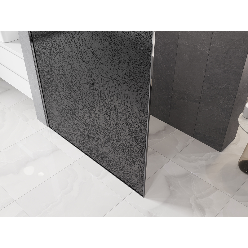 Mexen Kioto Walk-in Shower Wall 90 x 200 cm, Crackle Graphite 12 mm, Chrome - 800-090-101-01-44-X