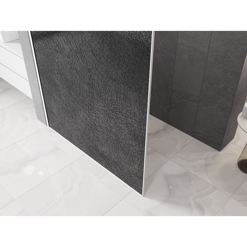 Mexen Kioto Walk-in Shower Screen 130 x 200 cm, Crackle Graphite 12 mm, White - 800-130-101-20-44-X