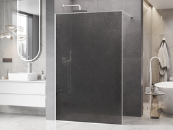 Mexen Kioto Walk-in Shower Screen 150 x 200 cm, Crackle Graphite 12 mm, White - 800-150-101-20-44-X