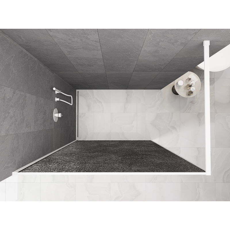 Mexen Kioto Walk-in Shower Screen 130 x 200 cm, Crackle Graphite 12 mm, White - 800-130-101-20-44-X