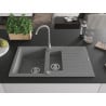 Mexen Matias 1.5-bowl granite kitchen sink with drainer and Telma faucet, gray - 6502-71-670200-71