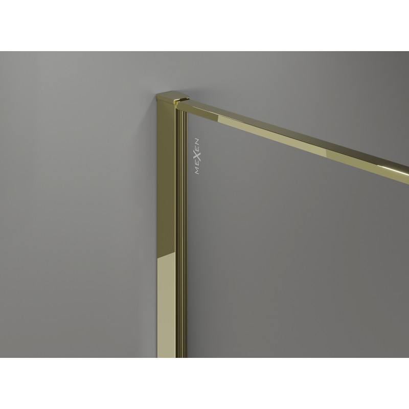 Mexen Kioto Walk-in shower wall 160 x 200 cm, graphite crackle 12 mm, gold - 800-160-101-50-44-X