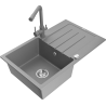 Mexen Bruno 1-compartment granite sink with a drip tray and kitchen mixer tap Duero, Grey - 6513-71-671600-71