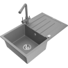 Mexen Bruno Duero gray granite kitchen sink 1-bowl with drainer and kitchen faucet - 6513-71-671600-71