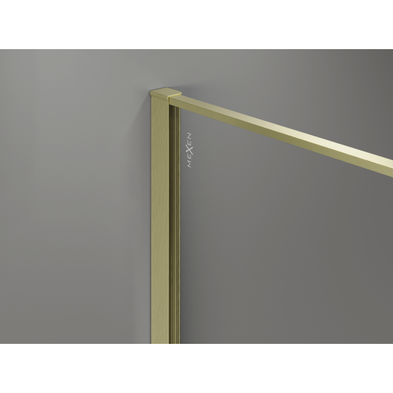 Mexen Kioto Walk-in Shower Wall 120 x 200 cm, Crackle Graphite 12 mm, Brushed Gold - 800-120-101-55-44-X