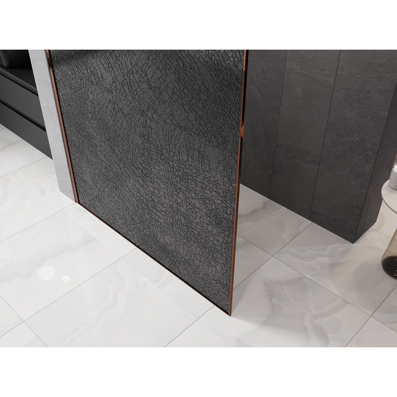 Mexen Kioto Walk-in Shower Panel 120 x 200 cm, graphite crackle 12 mm, rose gold - 800-120-101-60-44-X