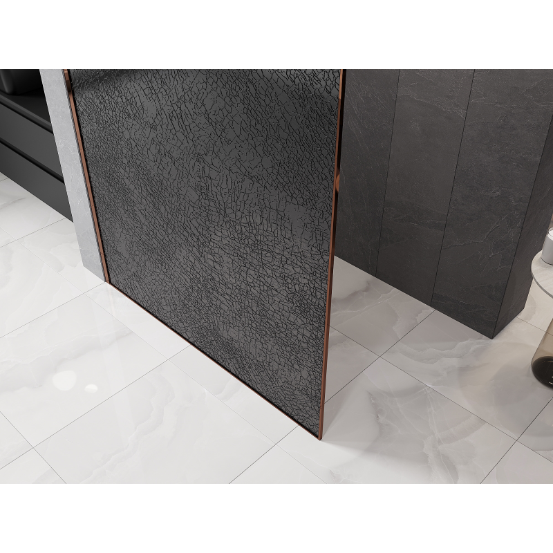Mexen Kioto Walk-in Shower Wall 140 x 200 cm, crackle graphite 12 mm, rose gold - 800-140-101-60-44-X