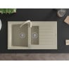 Mexen Matias granite sink 1.5-bowl with drainer and Telma kitchen tap, beige - 6502-69-670200-69