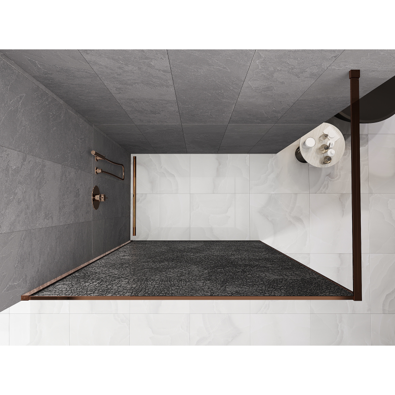 Mexen Kioto Walk-in Shower Screen 80 x 200 cm, crackle graphite 12 mm, rose gold - 800-080-101-60-44-X