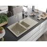 Mexen Matias granite sink 1.5-bowl with drainer and Telma kitchen tap, beige - 6502-69-670200-69