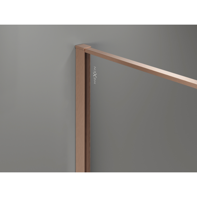 Mexen Kioto Walk-in shower wall 120 x 200 cm, crackle graphite 12 mm, brushed copper - 800-120-101-65-44-X
