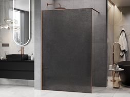 Mexen Kioto Walk-in Shower Wall 90 x 200 cm, graphite crackle 12 mm, brushed copper - 800-090-101-65-44-X