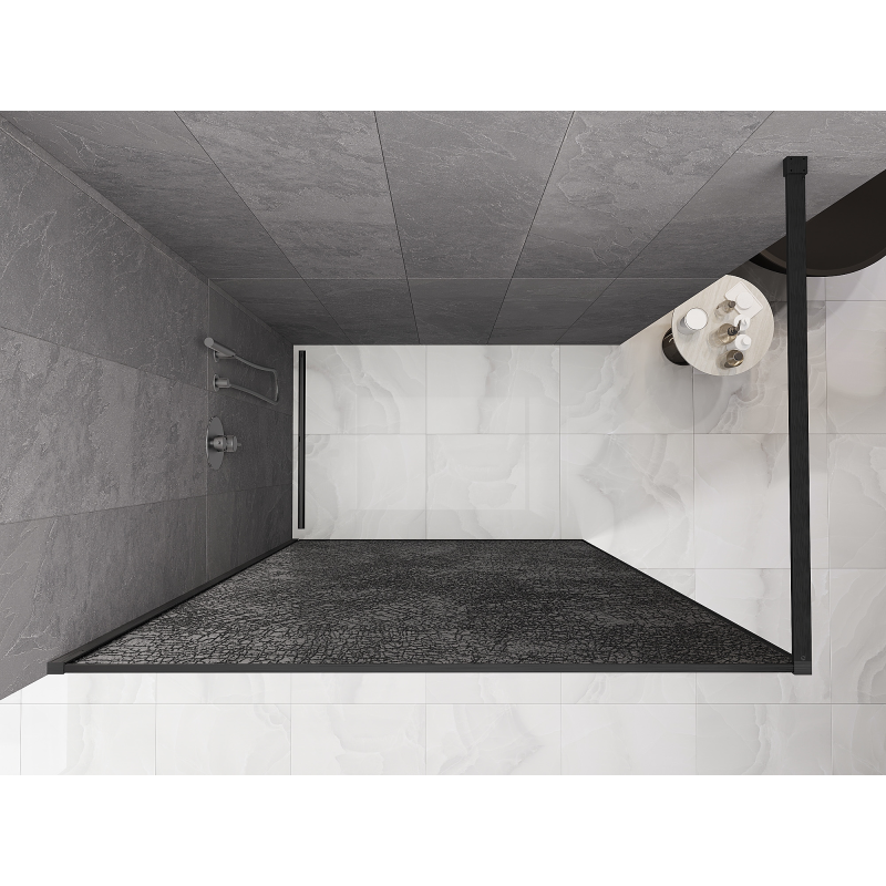 Mexen Kioto Walk-in Shower Wall 120 x 200 cm, graphite crackle 12 mm, brushed gun grey - 800-120-101-66-44-X