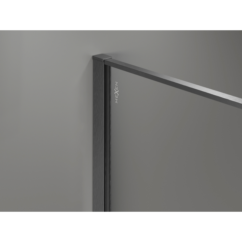 Mexen Kioto Walk-in Shower Wall 130 x 200 cm, crackle graphite 12 mm, brushed gun gray - 800-130-101-66-44-X