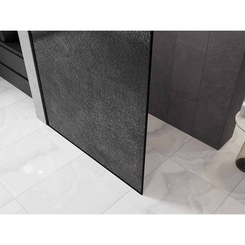 Mexen Kioto Walk-in Shower Screen 110 x 200 cm, crackle graphite 12 mm, black - 800-110-101-70-44-X