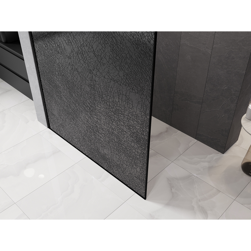 Mexen Kioto Walk-in shower wall 120 x 200 cm, graphite crackle 12 mm, black - 800-120-101-70-44-X