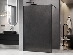 Mexen Kioto Walk-in Shower Screen 110 x 200 cm, crackle graphite 12 mm, black - 800-110-101-70-44-X