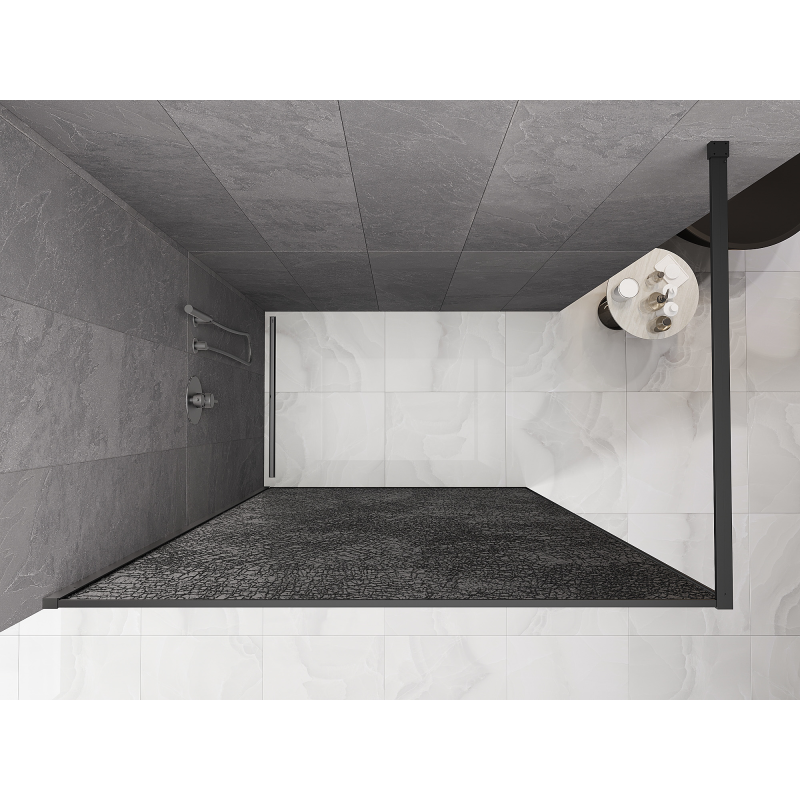 Mexen Kioto Walk-in shower wall 120 x 200 cm, graphite crackle 12 mm, gun metal - 800-120-101-95-44-X