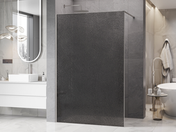 Mexen Kioto Walk-in Shower Panel 150 x 200 cm, crackle graphite 12 mm, brushed nickel - 800-150-101-97-44-X